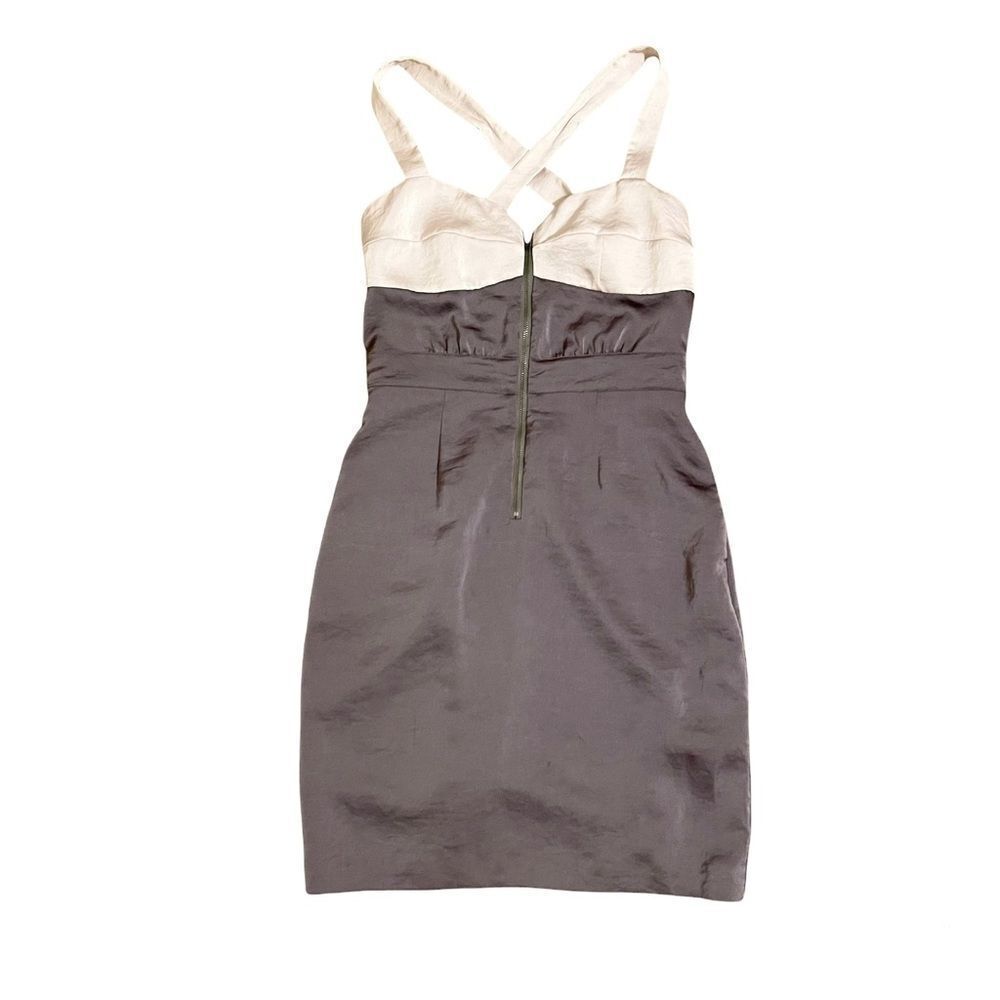 Club Monaco Cocktail Dress Ivory Gray Zippered Front